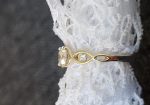Lab Diamond 3 Stone Ring, sz 9, 10k YG
