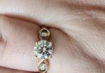 Lab Diamond 3 Stone Ring, sz 9, 10k YG