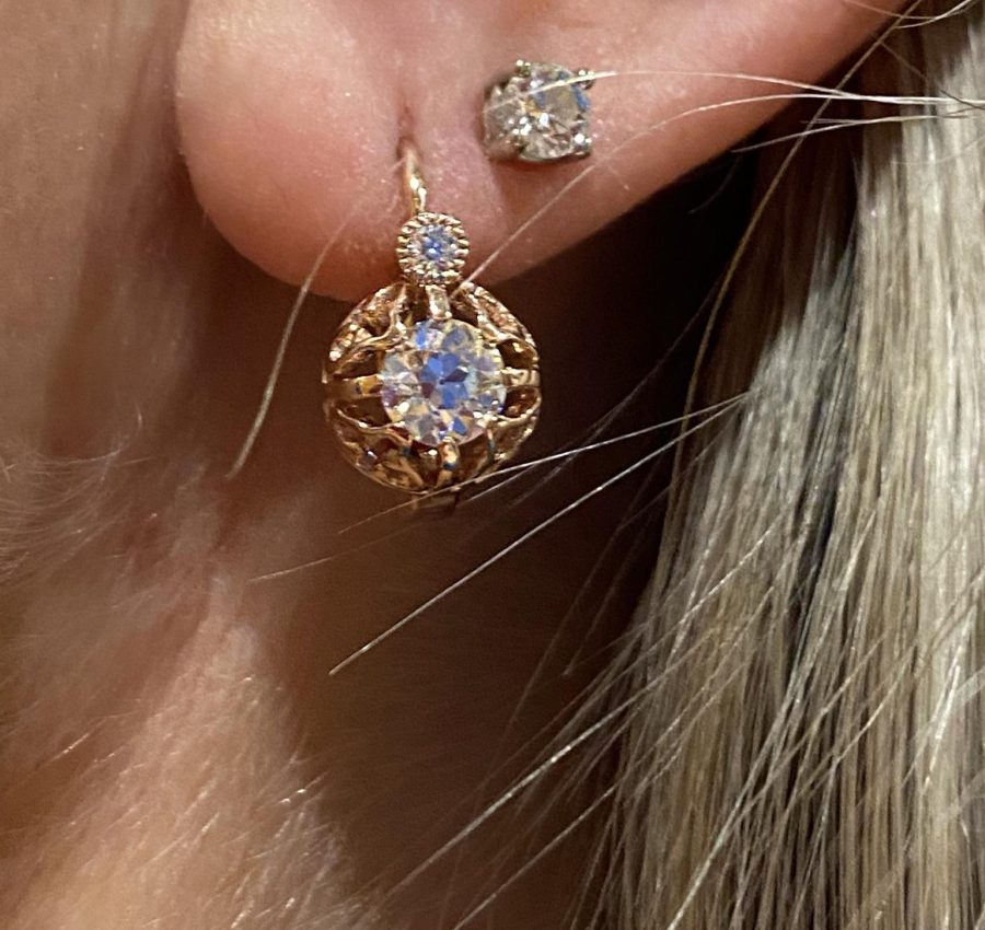 14k OEC moissanite vintage inspired earrings