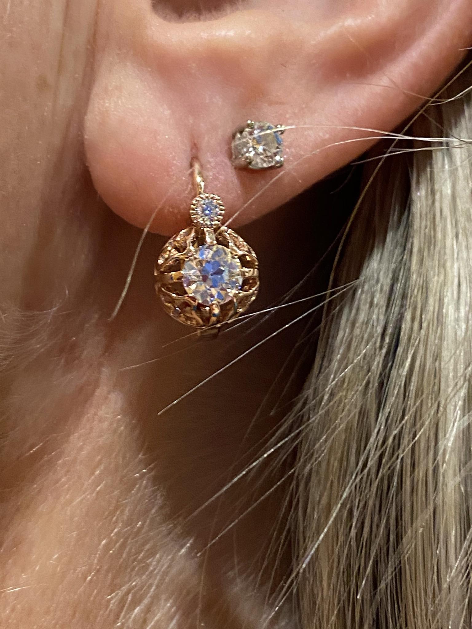 14k OEC moissanite vintage inspired earrings
