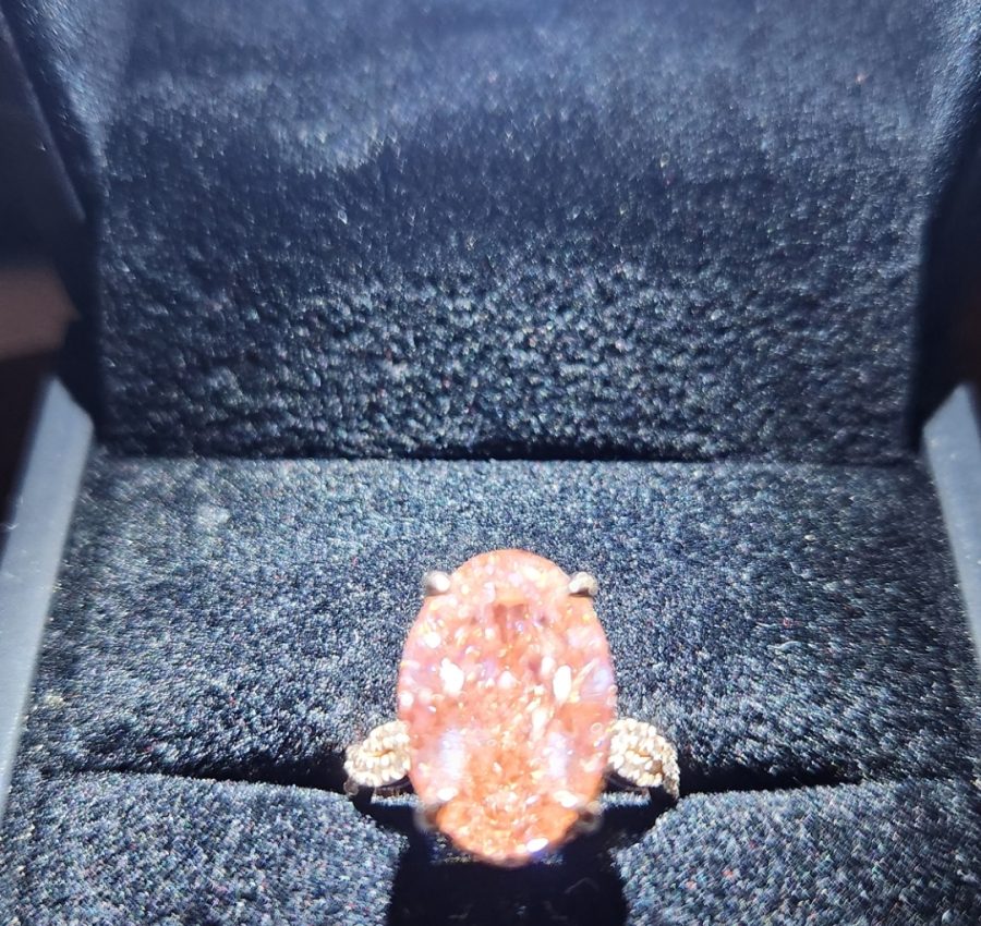 7.27 ct, 14k rose gold engagement ring, size 5