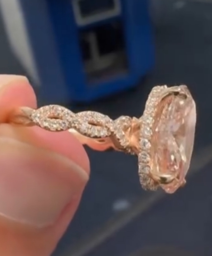 7.27 ct, 14k rose gold engagement ring, size 5