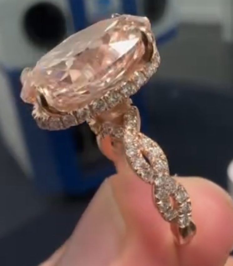 7.27 ct, 14k rose gold engagement ring, size 5