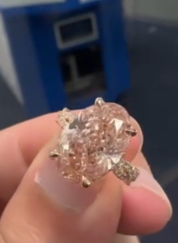 7.27 ct, 14k rose gold engagement ring, size 5