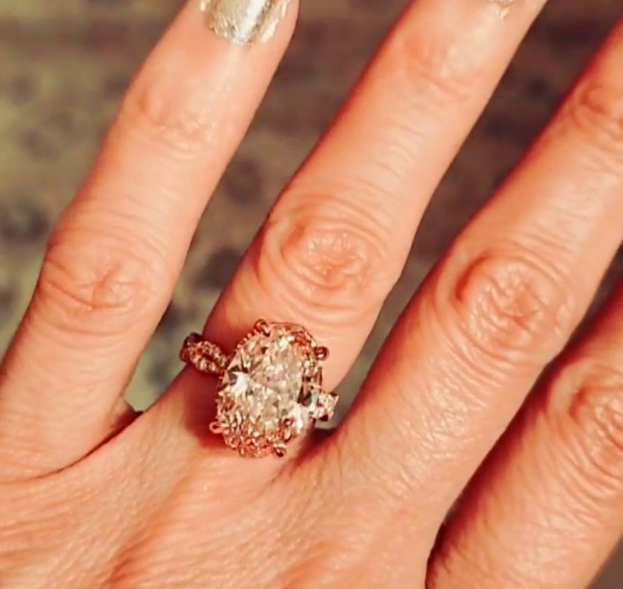 7.27 ct, 14k rose gold engagement ring, size 5