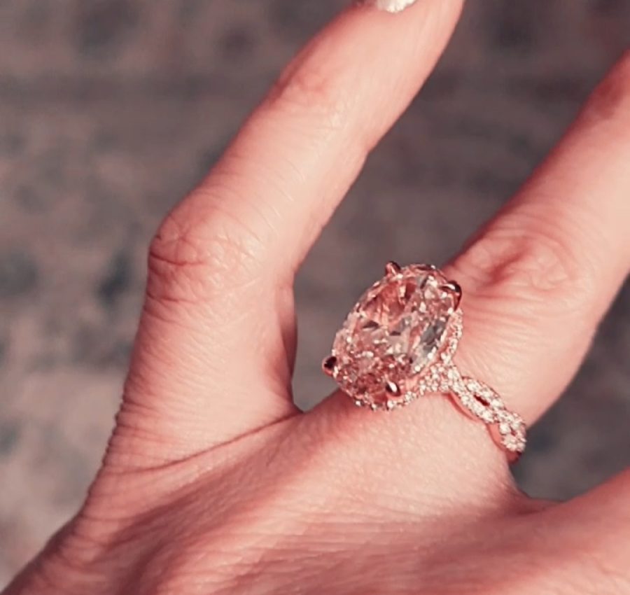 7.27 ct, 14k rose gold engagement ring, size 5