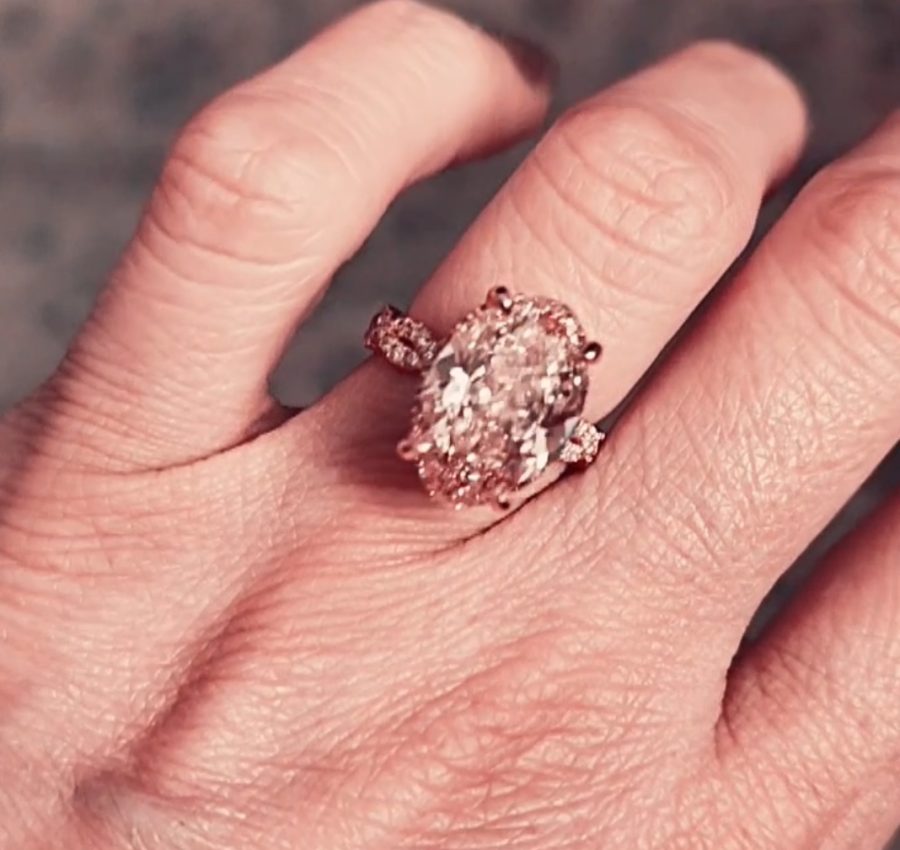 7.27 ct, 14k rose gold engagement ring, size 5