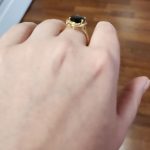 14K Yellow Gold 6.9Tw Onyx Ring with .12Tw Round Diamonds