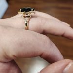 14K Yellow Gold 6.9Tw Onyx Ring with .12Tw Round Diamonds