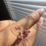 Sri Lanka Padparadscha Lab Sapphire Earrings – Asscher Cut 6mm 3.2ct Pair