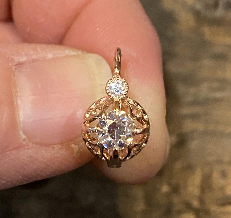 14k OEC moissanite vintage inspired earrings