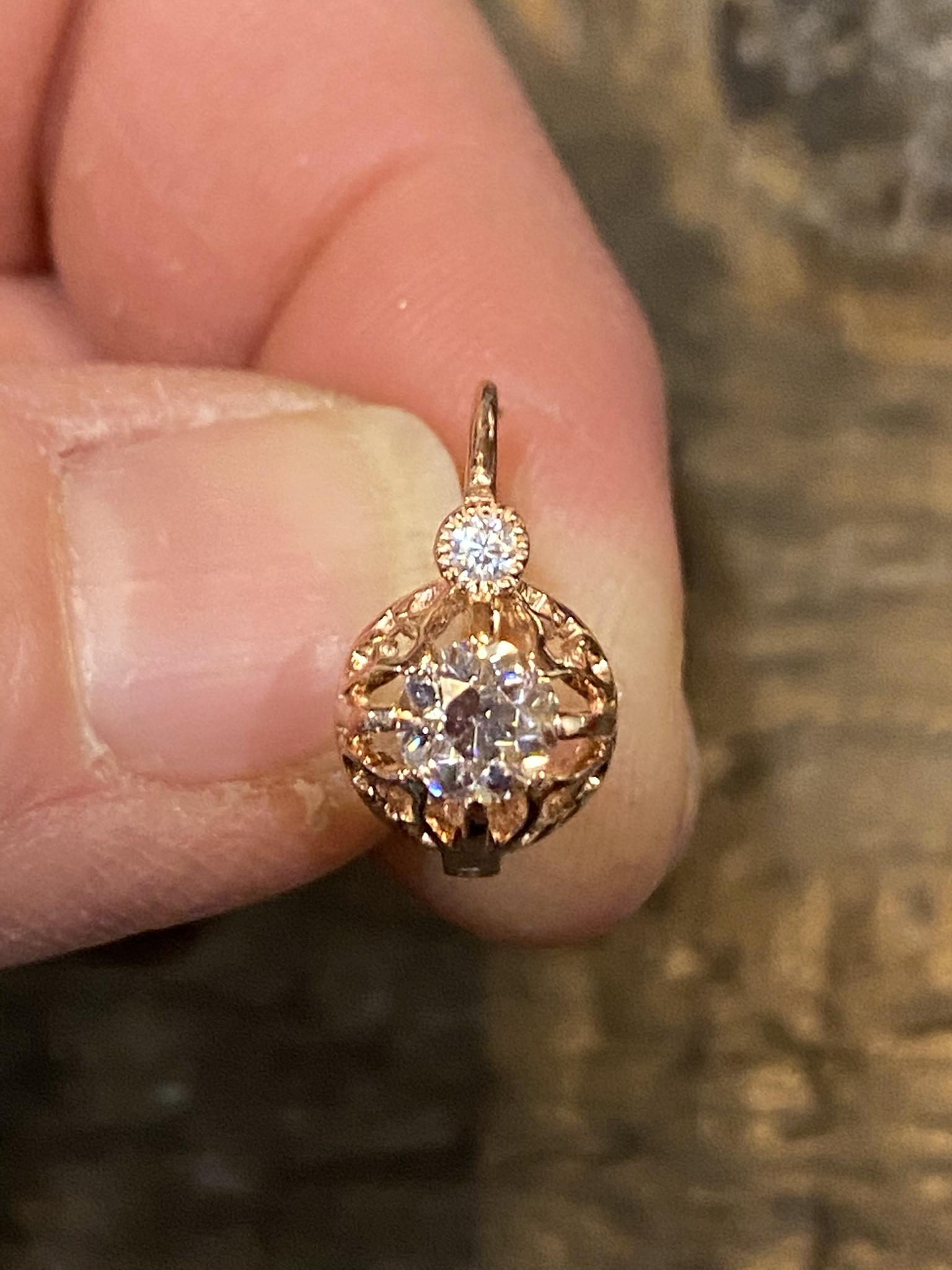 14k OEC moissanite vintage inspired earrings