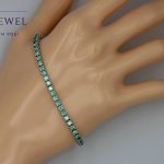 14K White Gold 5.6ctw Green/Light Green Blue Moissanite Tennis Bracelet 7inch/18cm
