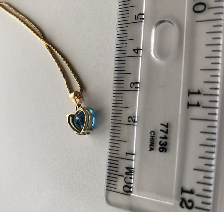Blue topaz heart pendant (chain not included)