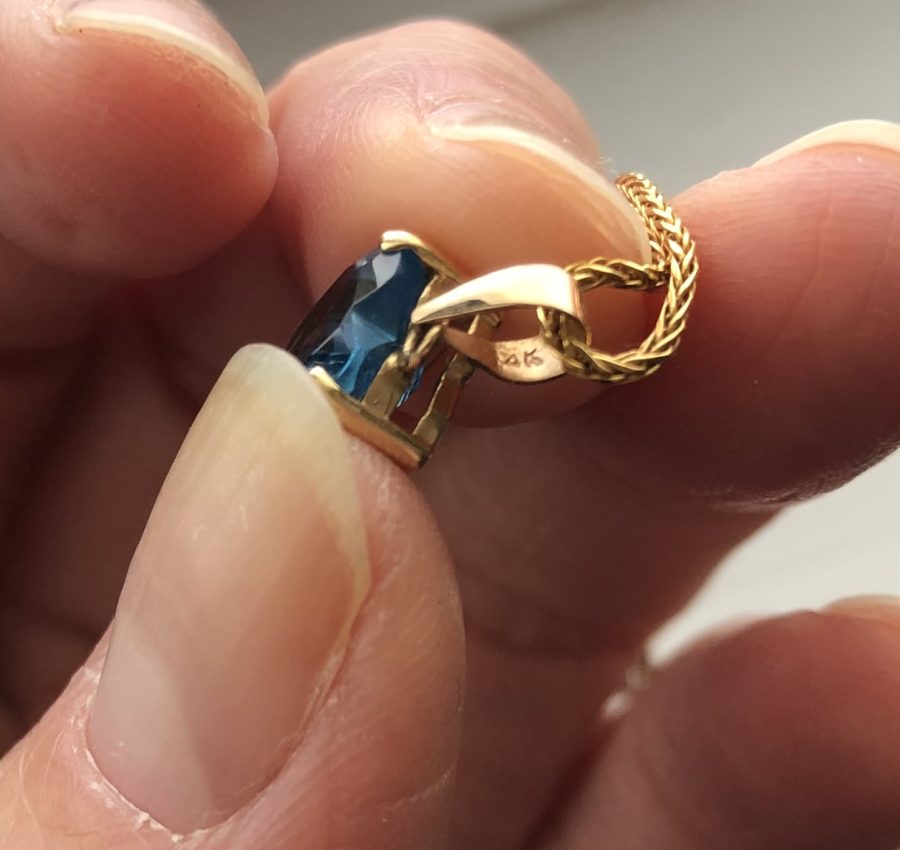 Blue topaz heart pendant (chain not included)