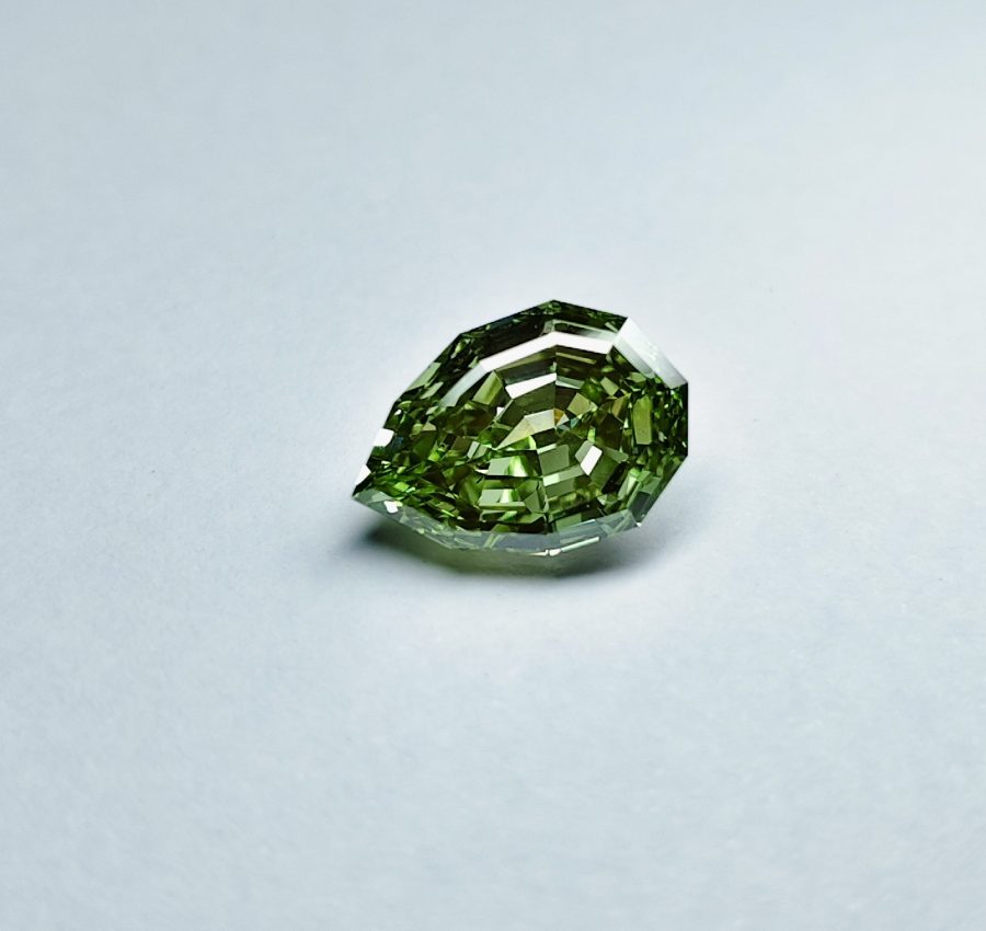 Custom step cut pear lab diamond, 4.67ct