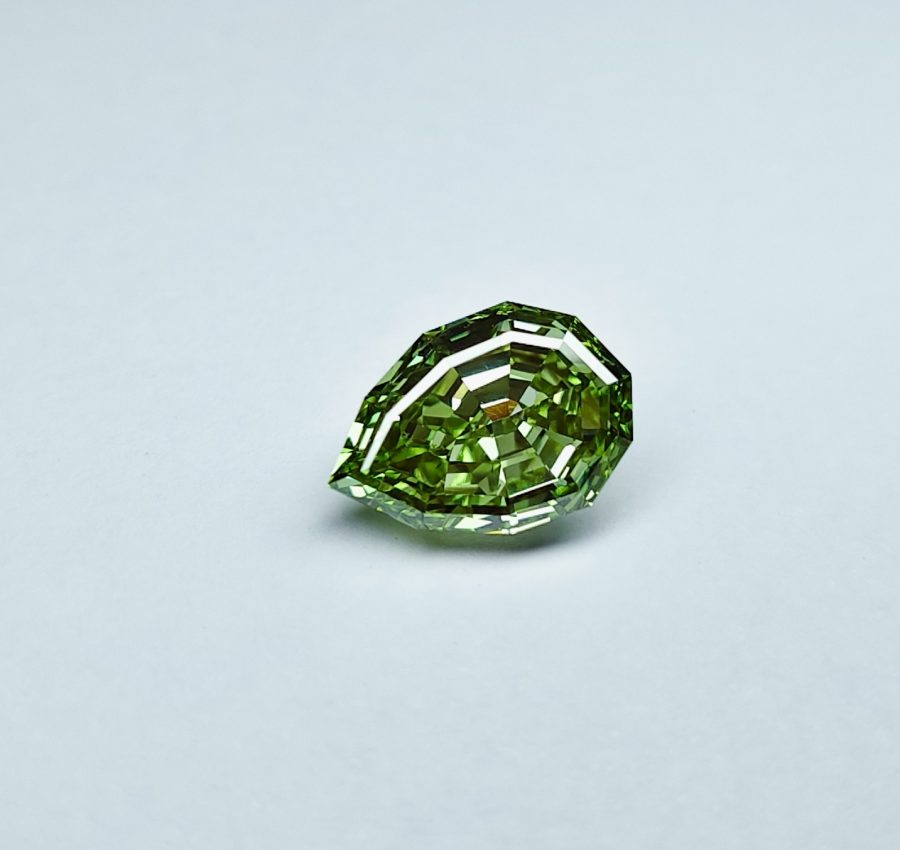 Custom step cut pear lab diamond, 4.67ct