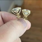 Provence 14kt Yellow Gold Square Radiant Asscher Cut Moissanite 10mm Earrings