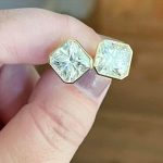Provence 14kt Yellow Gold Square Radiant Asscher Cut Moissanite 10mm Earrings