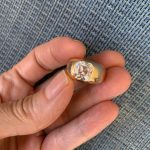 Davin Jewelry Custom Gypsy Set 9×9 Cushion Cut Moissanite Ring sz 5.25/11grams 14kt Yellow Gold