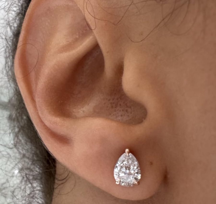 Pear stud earrings 14k rose gold 1.30tcw