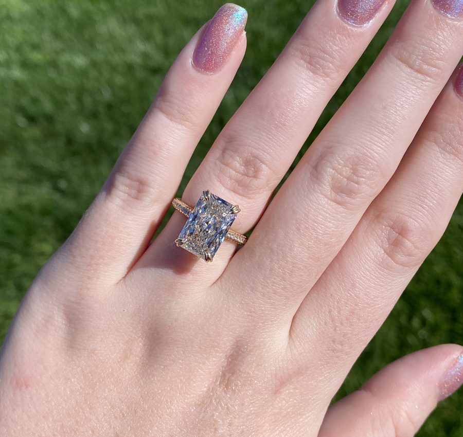 5.67 carat radiant lab diamond engagement ring 6.25ctw