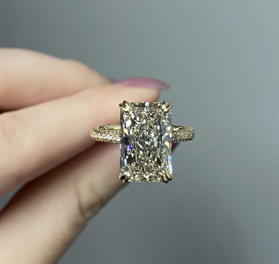 5.67 carat radiant lab diamond engagement ring 6.25ctw