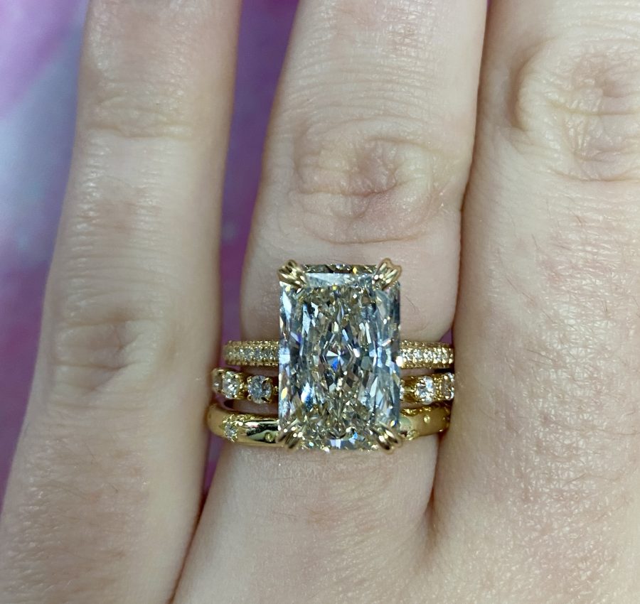 5.67 carat radiant lab diamond engagement ring 6.25ctw