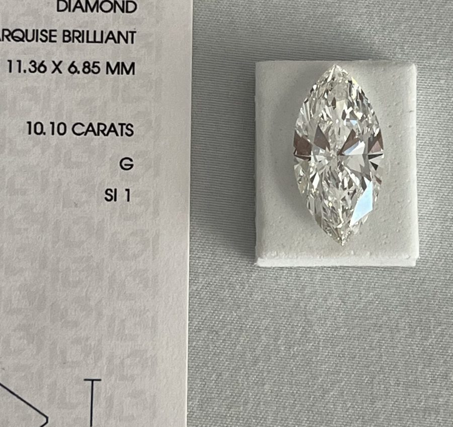 10.10ct Lab Grown Loose Diamond Marquise Cut G, SI1 IGI & UGL CERT