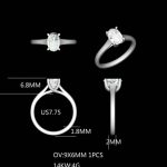 9×6 moissanite solitaire 14k white gold
