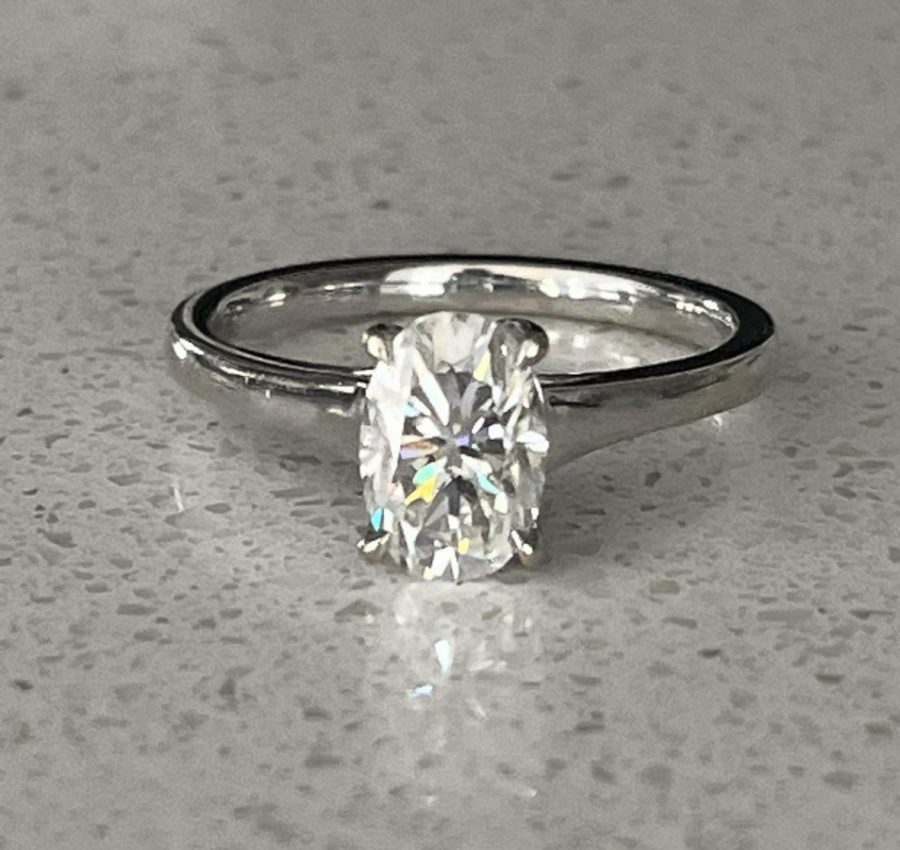 9×6 moissanite solitaire 14k white gold