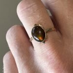 Vintage fire agate 10k yellow gold