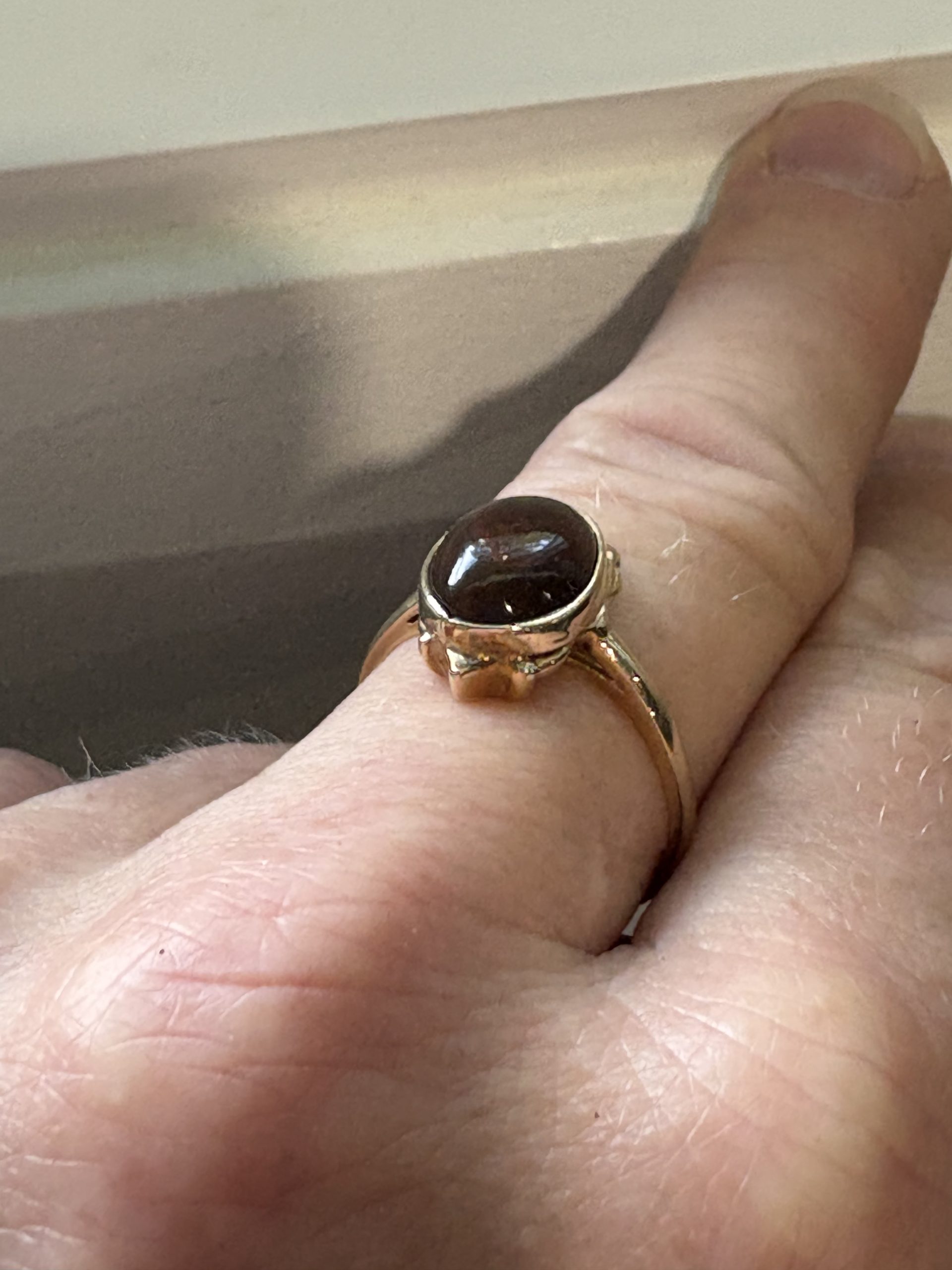 Vintage fire agate 10k yellow gold