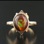 Vintage fire agate 10k yellow gold