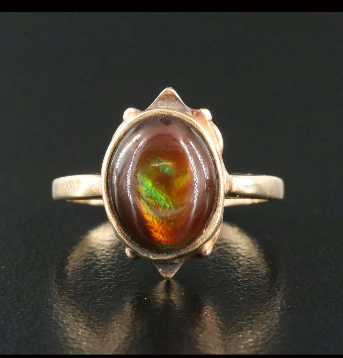 Vintage fire agate 10k yellow gold
