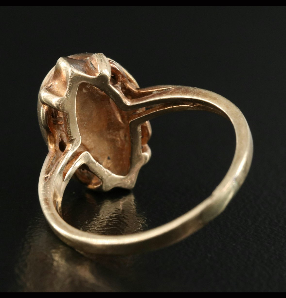 Vintage fire agate 10k yellow gold