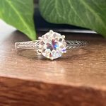 Vintage 18k ring with 6.5mm OEC moissanite center