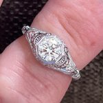 Vintage inspired 0.57ct diamond 14k gold