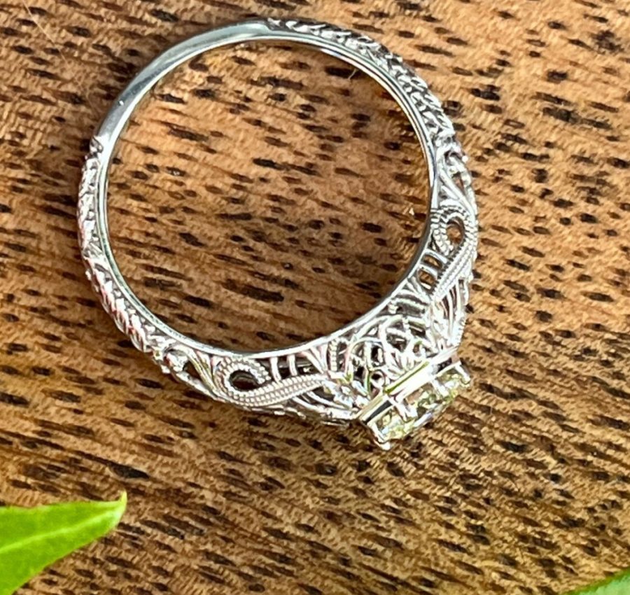 Vintage inspired 0.57ct diamond 14k gold
