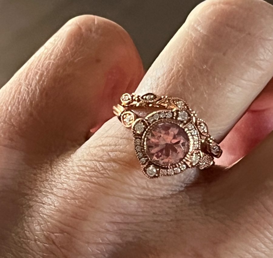 14k rose gold vintage inspired morganite wedding set