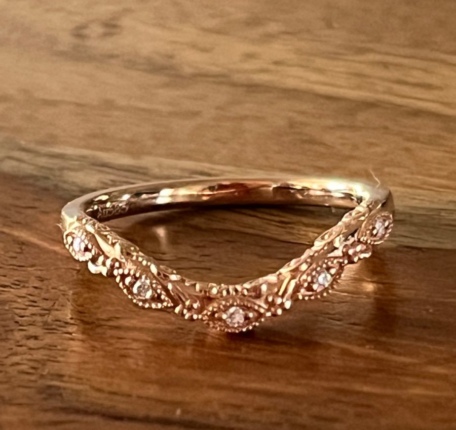 14k rose gold vintage inspired morganite wedding set
