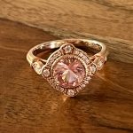 14k rose gold vintage inspired morganite wedding set