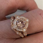 14k rose gold vintage inspired morganite wedding set