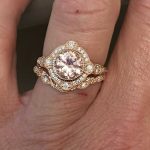14k rose gold vintage inspired morganite wedding set