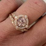 14k rose gold vintage inspired morganite wedding set