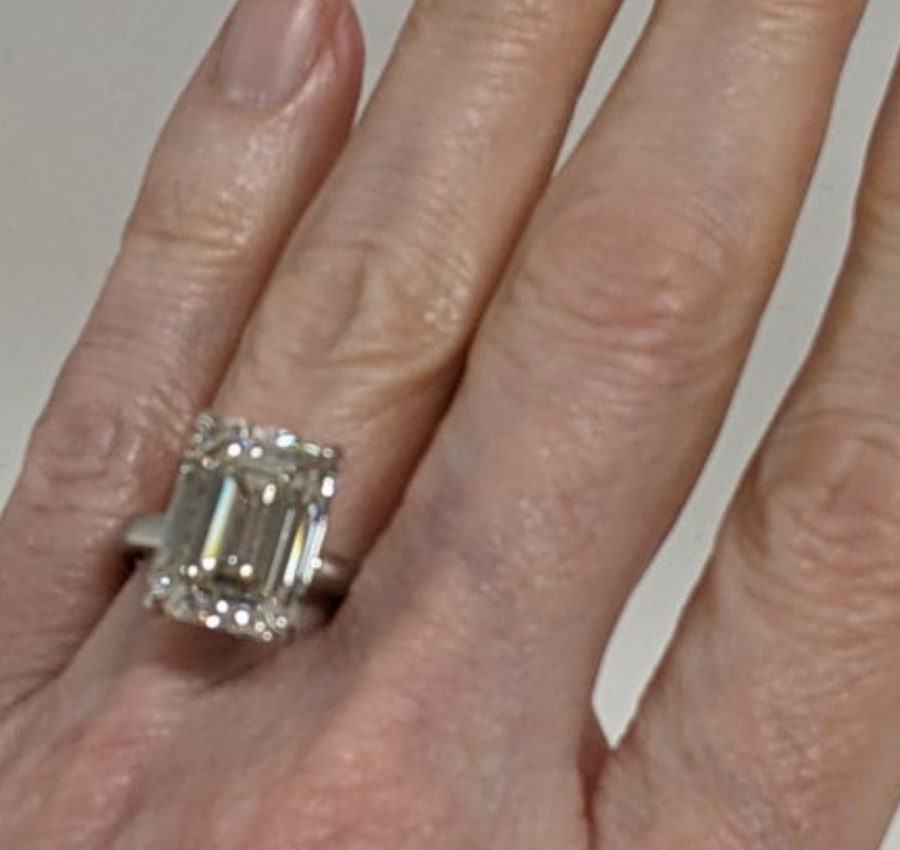 10 carat Mossanite Emerald cut ring