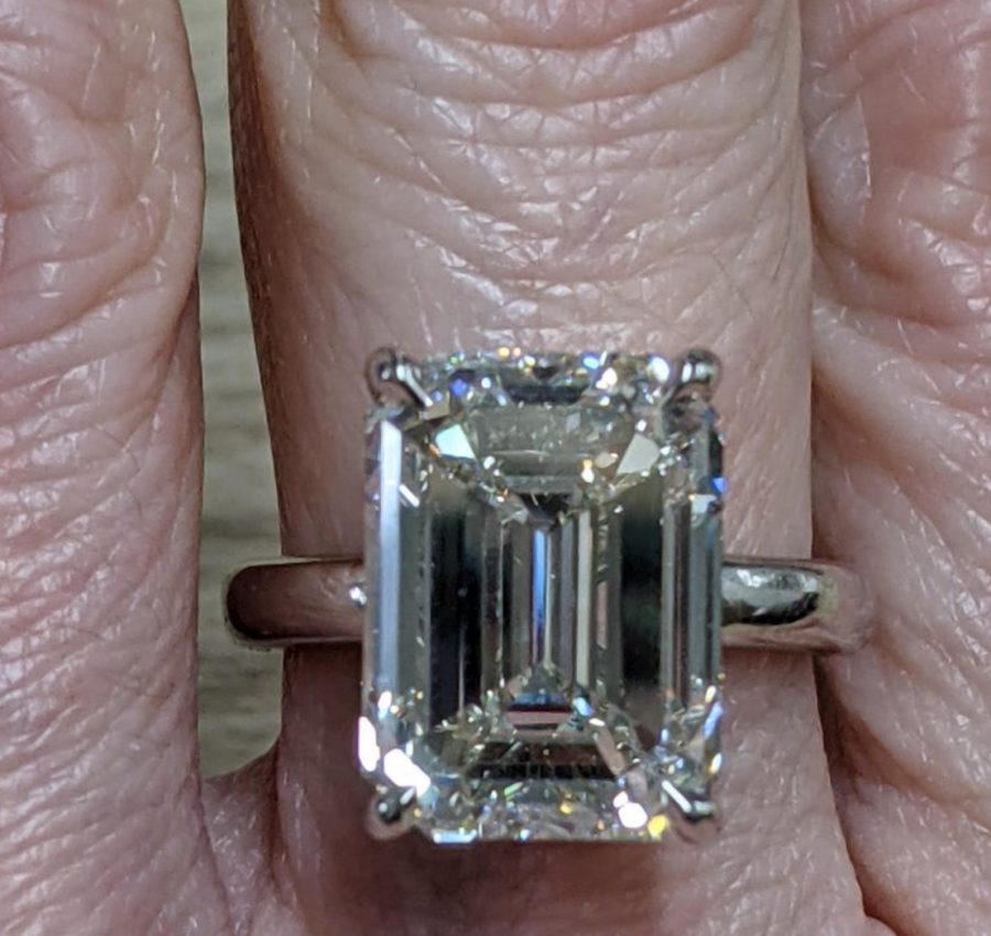 10 carat Mossanite Emerald cut ring