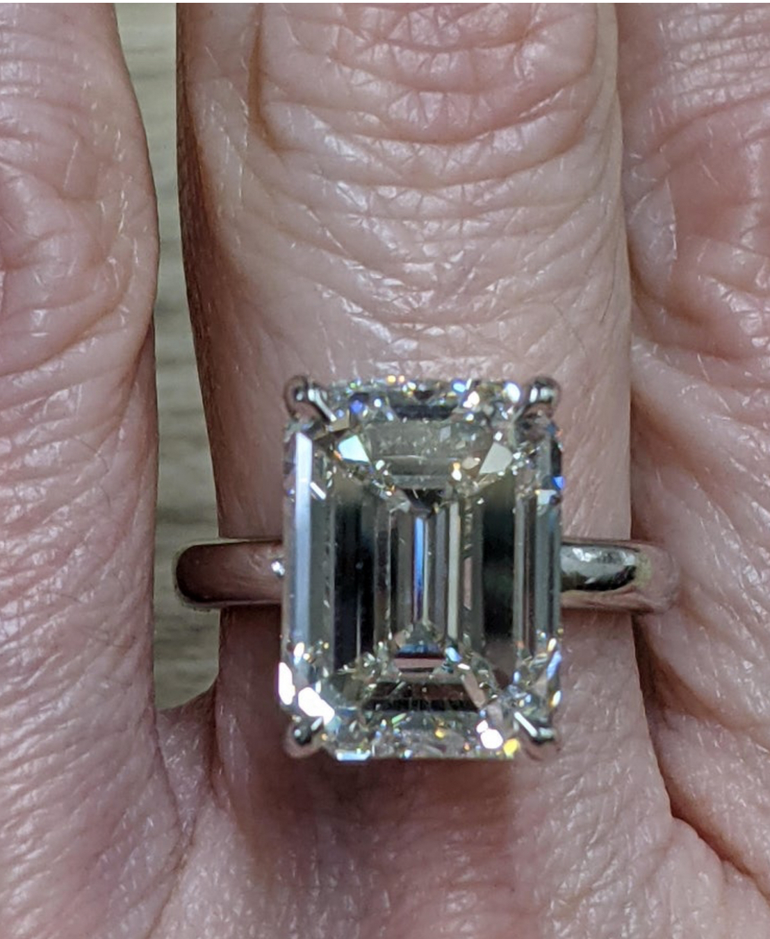 10 carat Mossanite Emerald cut ring