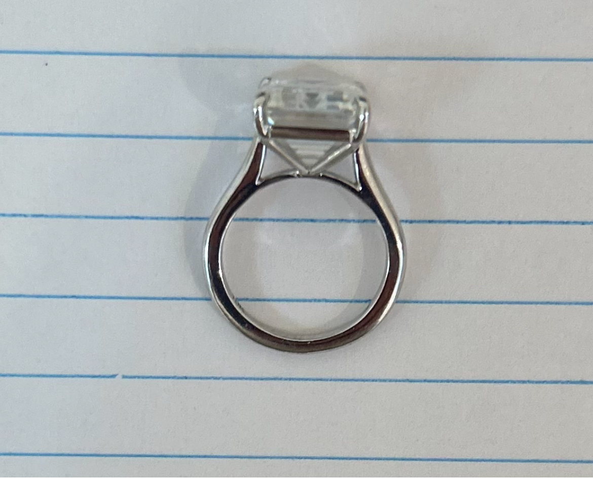 10 carat Mossanite Emerald cut ring