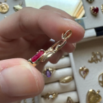 Solid Gold Lab Sapphire Claddagh Pendant | 14k